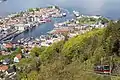 Standseilbahn auf den Bergener Hausberg, Blick auf Bergen