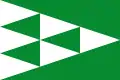 Grünweiße Flagge der Gemeinde Guixers in der Provinz Lleida, Katalonien, Spanien.