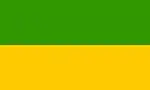 Flagge ohne Wappen auf quergestreiftem grün-goldenen Grund