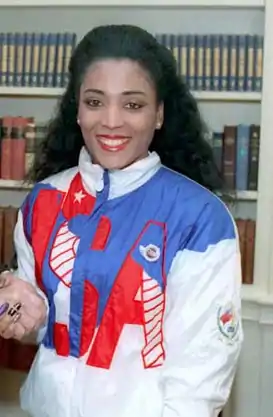 Florence Griffith-Joyner – über 100 Meter mit der ersten von drei Goldmedaillen