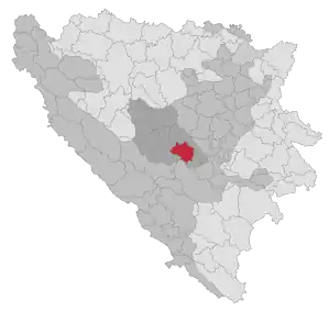 Lage der Gemeinde Fojnica in Bosnien und Herzegowina (anklickbare Karte)