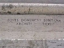 Signatur Fontanas auf dem Lateran-Obelisken