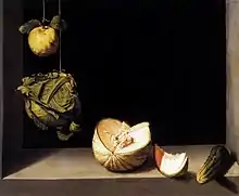 Juan Sánchez CotánStillleben mit Quitte, Kohl, Melone und Gurke, um 1602, Öl auf Leinwand, 69 × 84,5 cm, San Diego Museum of Art, San Diego