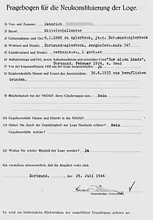 Ein Formular zur Wiederaufnahme