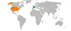 Lage von Vereinigte Staaten und Frankreich