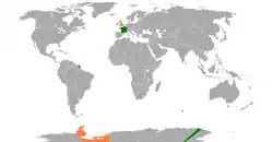 Lage von Frankreich und Vereinigtes Königreich
