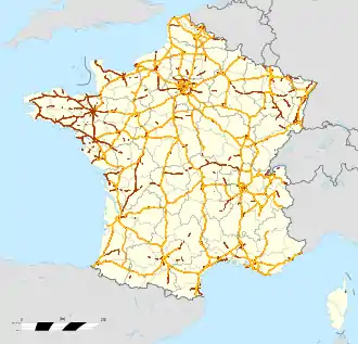 Grafik Frankreichs mit eingezeichneten Schnellstraßen.