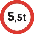 SI8: Für Fahrzeuge ab angegebene Masse gesperrte Strecke