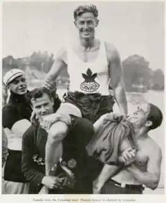Frank Amyot nach seinem Olympiasieg 1936