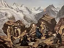 Franz Joseph Hugi und seine Begleiter im Rottal BE. Gemälde von Martin Disteli, 1830