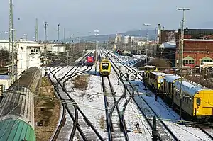 Schienennetz des Freiburger Güterbahnhofs