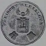 Siegel des Freidorfes Viesalgciems (Weesalgen) mit Wappen und Ordenskreuz (spiegelverkehrt)