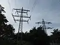 110-kV-Leitungen nach Hockenheim/Brühl (links) und Leimen (rechts)