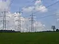 380- und 220-kV-Tonnenmasten in typischer Bauweise der Axpo AG