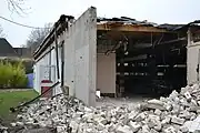 Abriss: Ansicht von der Außenanlage nach innen