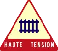 A7a: Extra-Beschilderung bei Bahnübergänge  mit Schranken (Hochspannung)