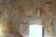 oben v. l. n. r.: Mariä Verlobung, Mariä Verkündigung, Mariä Heimsuchungunten v. l. n. r.: Der zwölfjährige Jesus im Tempel, der heilige Michael, der heilige Sebastian