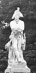 Für die ehemalige Berliner Siegesallee schuf der Bildhauer Adolf Brütt in der Denkmalgruppe 29 ein Standbild Friedrich Wilhelms II. Enthüllt wurde es am 22. März 1900. Brütt gelang es, Friedrich Wilhelm II. als bequemen Genussmenschen darzustellen, ohne der Figur die unerlässliche königliche Würde zu nehmen. Die elegante Generalsuniform der Zeit, der Degen und das Ordensband des Schwarzen Adlers betonen die Würde, während die legere Haltung, der Spazierstock, die weiche Hand mit wulstigen Fingern und das schwammig gezeichnete Gesicht „den Eindruck von Körperfülle und Dekadenz“ vermitteln. Als Seitenbüsten waren der Figur Johann Heinrich von Carmer und Immanuel Kant zugeordnet. Das Denkmal ist, allerdings ohne Kopf, erhalten und ruht zusammen mit weiteren Siegesalleefiguren seit Mai 2009 in der Zitadelle Spandau.