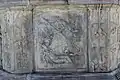 Perseus kämpft gegen ein Ungeheuer und befreit die angekettete Andromeda.