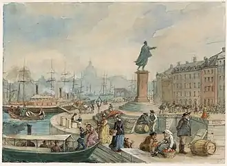 Gustav III. – Statue von Johan Tobias Sergel in Stockholm, Gemälde von Fritz von Dardel, 1860