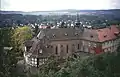 Das ehemalige Ursulinenkloster: links das ursprüngliche Schulgebäude, mittig die Katharinenkirche, rechts der Klosterwohnbau