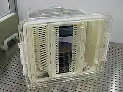 300-mm-Silicium-Wafer in einer Transportbox (FOSB)