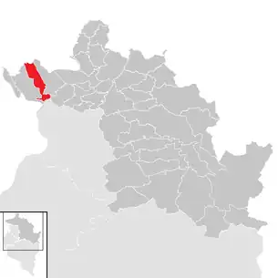 Lage der Gemeinde Fußach im Bezirk Bregenz (anklickbare Karte)