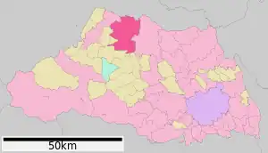 Lage Fukayas in der Präfektur