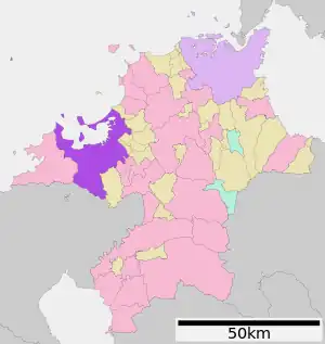 Lage Fukuokas in der Präfektur
