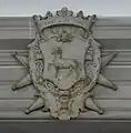 Wappenkartusche Rudolf Emanuel Frisching, Frischinghaus Bern, (das heutige Béatrice-von-Wattenwyl-Haus).
