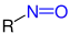 Allgemeine Struktur der Nitrosoverbindungen mit der blaumarkierten Nitroso-Gruppe
