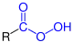 Allgemeine Struktur der Peroxycarbonsäure mit dem blau markierten Peroxycarboxyl-Rest
