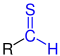 Allgemeine Struktur der Thioaldehyde mit der blau markierten Thioaldehyd-Gruppe