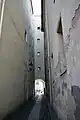 Blick aus der Gasse zum Durchgang am Obermarkt