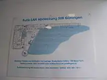 Karte mit WLAN-Abdeckung in der Niedersächsischen Staats- und Universitätsbibliothek Göttingen, 2005