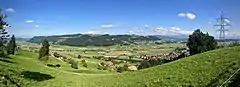 Das Gürbetal mit Belpberg, gesehen vom Längenberg in der Nähe von Kaufdorf.