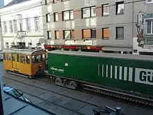 Ein Güterbim-Testzug in Wien