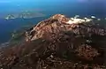 Luftbildaufnahme vom Gebirgsmassiv des Kerketéas im Westen von Samos, August 2002