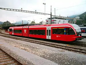 Der GTW des dama­ligen Regional­verkehrs Mittelland gehört zu den ersten Fahrzeugen der dritten Generation.