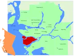 Lage in der Region Metro Vancouver