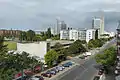 Blick vom Nordende der Chausseestraße auf das Hertie-Parkhaus und den Gebäuden der Bayer HealthCare Pharmaceutical AG(vormals: Schering)