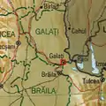 Galați zwischen Brăila, Reni (Ukraine), Tulcea, Focșani und Bârlad