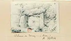 Dolmen des Trois Pierres gezeichnet von Adrien Dauzats