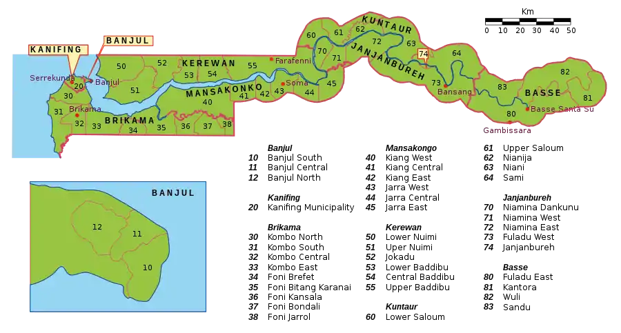 Distrikt Gambias im Jahr 2003
