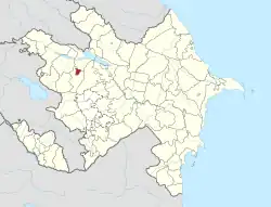 Karte von Aserbaidschan, Position von Gəncə hervorgehoben