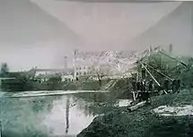 Gansterer Teich mit dem Heizhaus für das Gansterer Bad (Ottakring)
