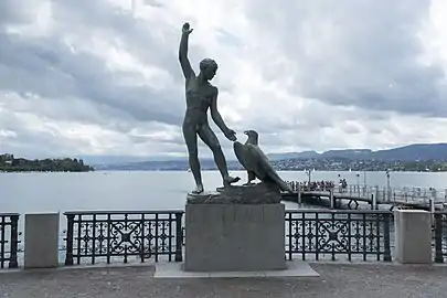 Ganymed-Statue von Hermann Hubacher, 1952, am Zürichsee in Zürich