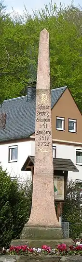 Kursächsische Postmeilensäule im Ortsteil Erla (Schwarzenberg)