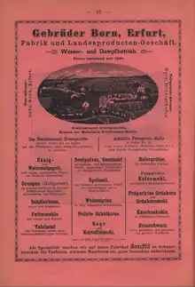 Gebrüder Born, Werbung im Adressbuch für Erfurt von 1893