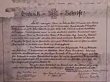 Gedenkschrift für Engelbert Dollfuß in der Nikolauskirche Pyhrafeld (Faksimile Dollfußmuseum Texing)